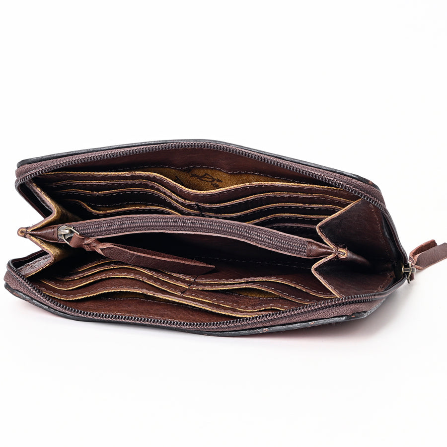 American Darling Hand Tooled Floral Carved Genuine Leather Organizer Bag Vegetable-Tanned Eco-Friendly Western Everyday