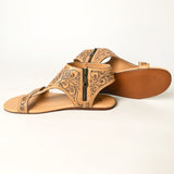 American Darling ADFT141A Hand tooled carved genuine leather sandal footwear flip flop