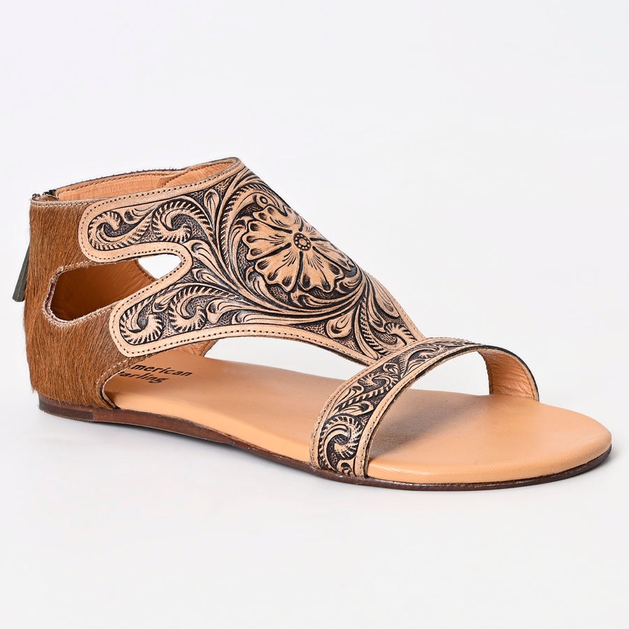 American Darling Hand Tooled, Carved Genuine Leather Sandal Footwear Flip Flop | Tooled