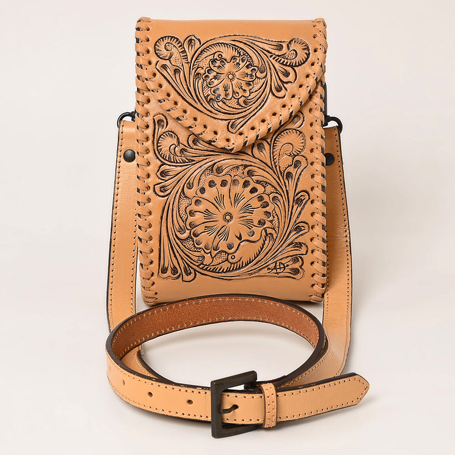 American Darling Cell Phone Holder Hand Tooled Genuine Leather Western Women Bag Handbag Purse | Travel Bags College Casual