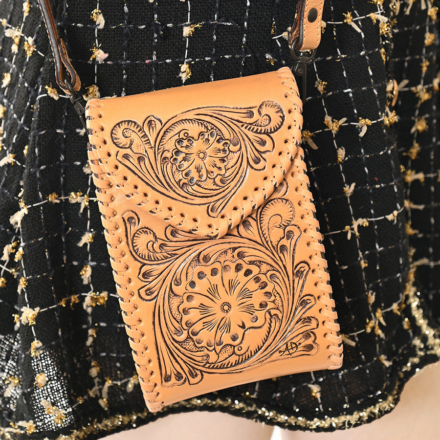 American Darling Cell Phone Holder Hand Tooled Genuine Leather Western Women Bag Handbag Purse | Travel Bags College Casual