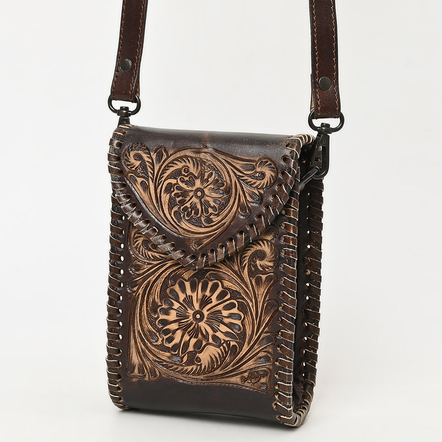 American Darling Cell Phone Holder Hand Tooled Genuine Leather Western Women Bag Handbag Purse | Travel Bags - Uhorse