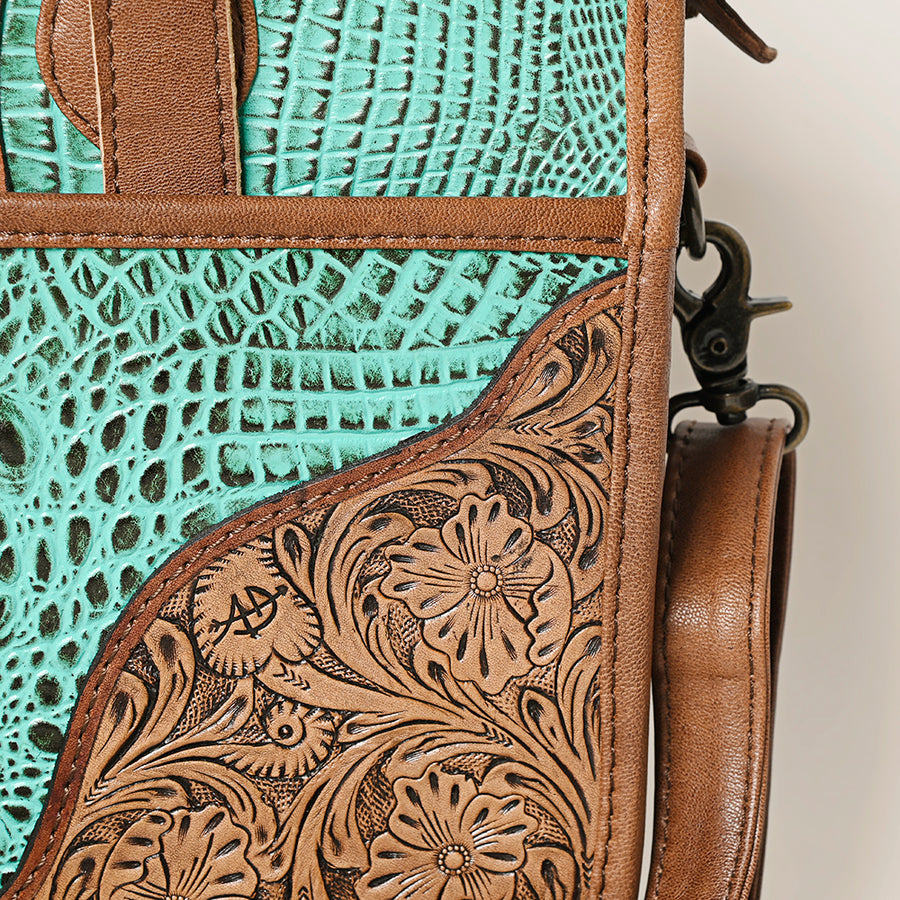 American Darling Small Cross Body Crocodile Embossed Full Grain Leather Western Women Bag Handbag Purse Crossbody Cute