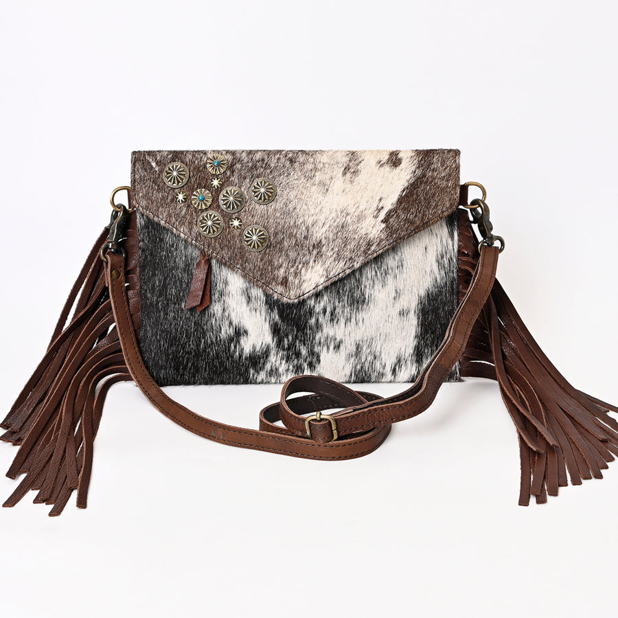 American Darling Hair-On Cowhide Fringe Genuine Leather Envelope Vegetable-Tanned Eco-Friendly Western Everyday