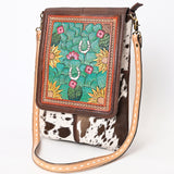 American Darling Messenger Hair on Hand Tooled Genuine Leather Western Women Bag Handbag Purse | Cute