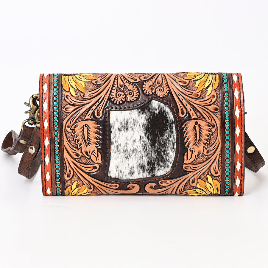 American Darling Hand Tooled Floral Carved Genuine Leather Small Cross body Bag Vegetable-Tanned Eco-Friendly Western