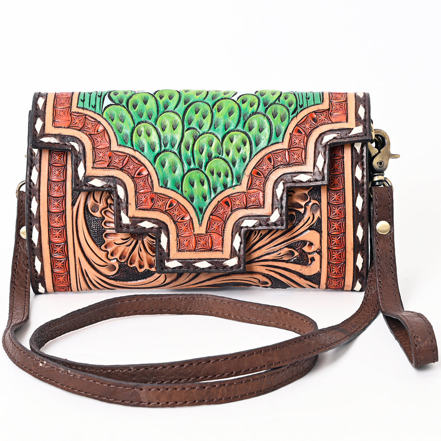 American Darling Hand Tooled Floral Carved Genuine Leather Small Cross body Bag Vegetable-Tanned Eco-Friendly Western