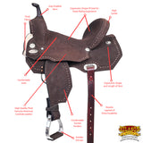 Hilason Western Horse Flex Tree Barrel Trail In Suede Leather Saddle Brown