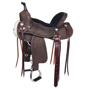 Hilason Western Horse Flex Tree Barrel Trail In Suede Leather Saddle Brown
