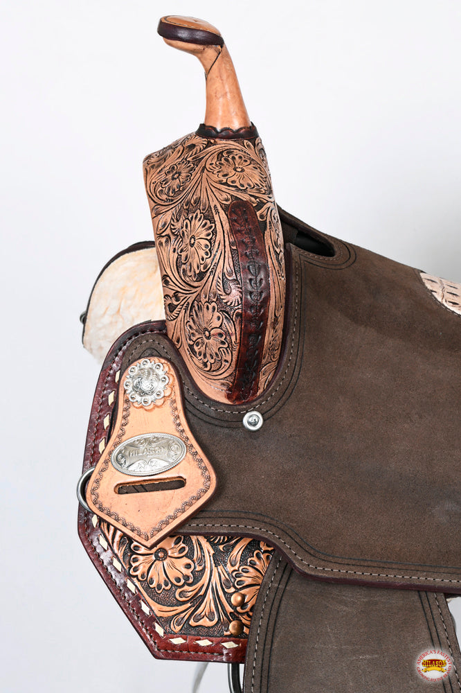 HILASON Western Horse Flex Tree Barrel Trail in American Leather Saddle Brown | for Horses