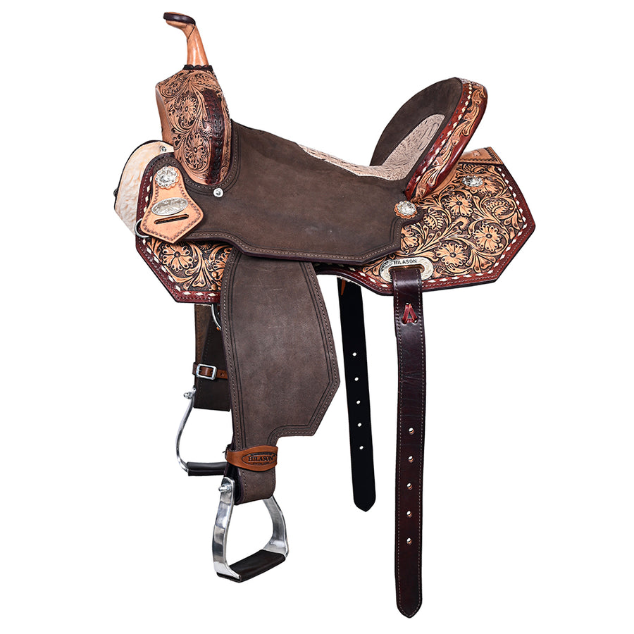 15 In Hilason Western Horse Flex Tree Barrel Trail In American Leather Saddle Brown - Uhorse
