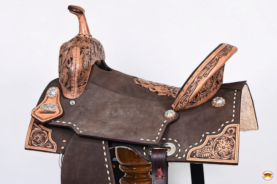 HILASON Western Horse Flex Tree Barrel Trail in American Leather Saddle Brown | for Horses