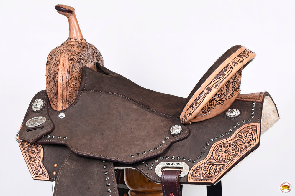 Hilason Western Horse Flex Tree Barrel Trail In American Leather Saddle Brown