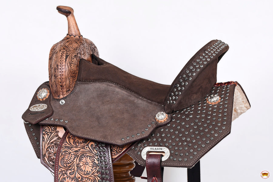 HILASON Western Horse Flex Tree Barrel Trail in American Leather Saddle Brown | for Horses