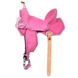 Hilason Western Horse Flex Tree Barrel Trail In Suede Leather Saddle Pink