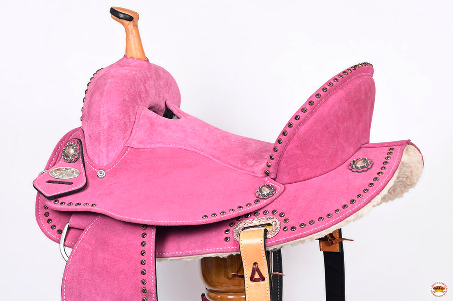 HILASON Western Horse Flex Tree Barrel Trail in Leather Saddle Pink | for Horses