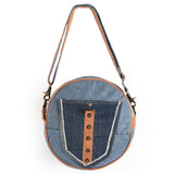 OHLAY KB564 Canteen 100% cotton Denim Genuine Leather women bag western handbag purse