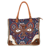 OHLAY WEEKENDER Upcycled Canvas Embossed Hair-on Genuine Leather women bag western handbag purse