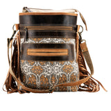OHLAY KB681 Cross Body Upcycled Wool Upcycled Canvas Genuine Leather women bag western handbag purse