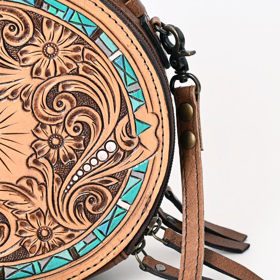 American Darling Canteen Bag Hand Tooled Genuine Leather Western Women | Handbag Purse Travel Clutch
