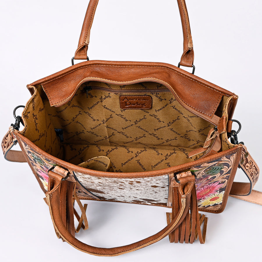 American Darling Briefcase Hand Tooled Hair On Genuine Leather Western Women Bag Handbag | for Cute Laptop