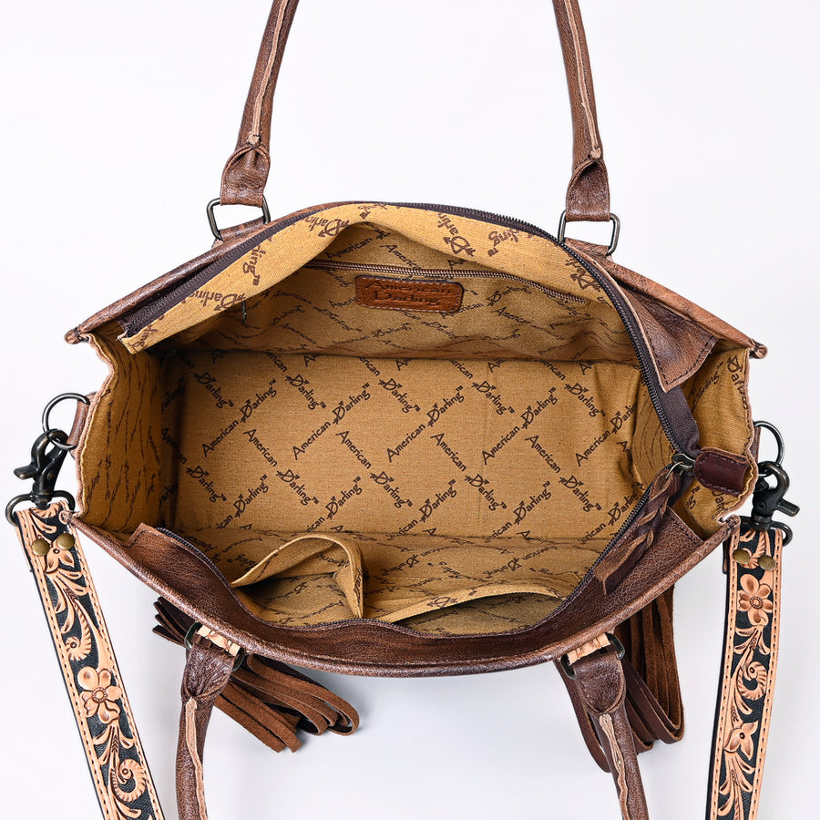 American Darling Briefcase Hand Tooled Hair On Genuine Leather Western Women Bag Handbag | for Cute Laptop