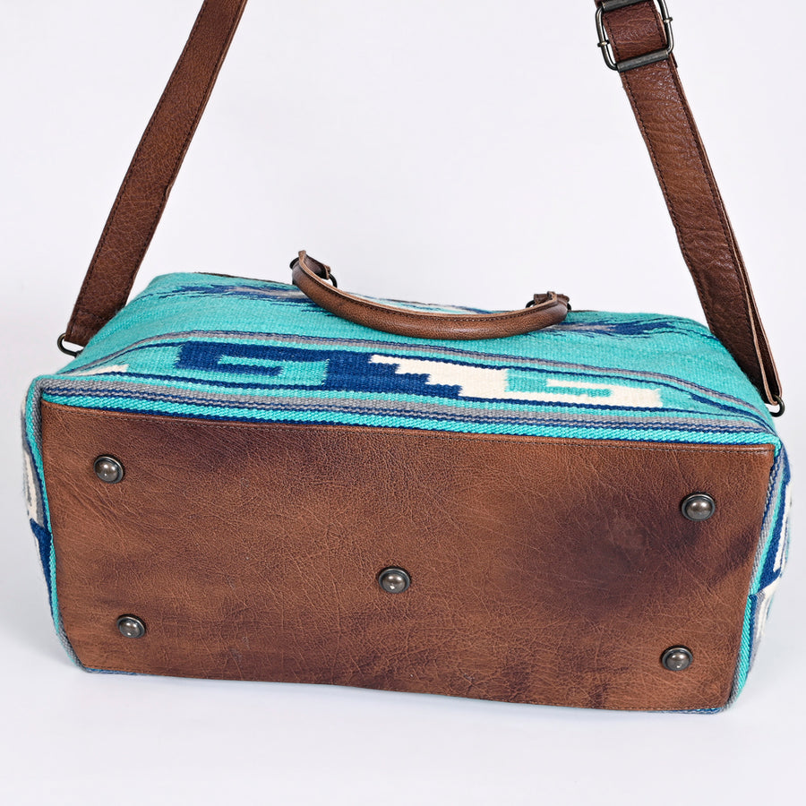 American Darling Duffel Bag Handcrafted from Hand Woven Saddle Blanket and Genuine Leather with YKK Zipper and Large Capacity