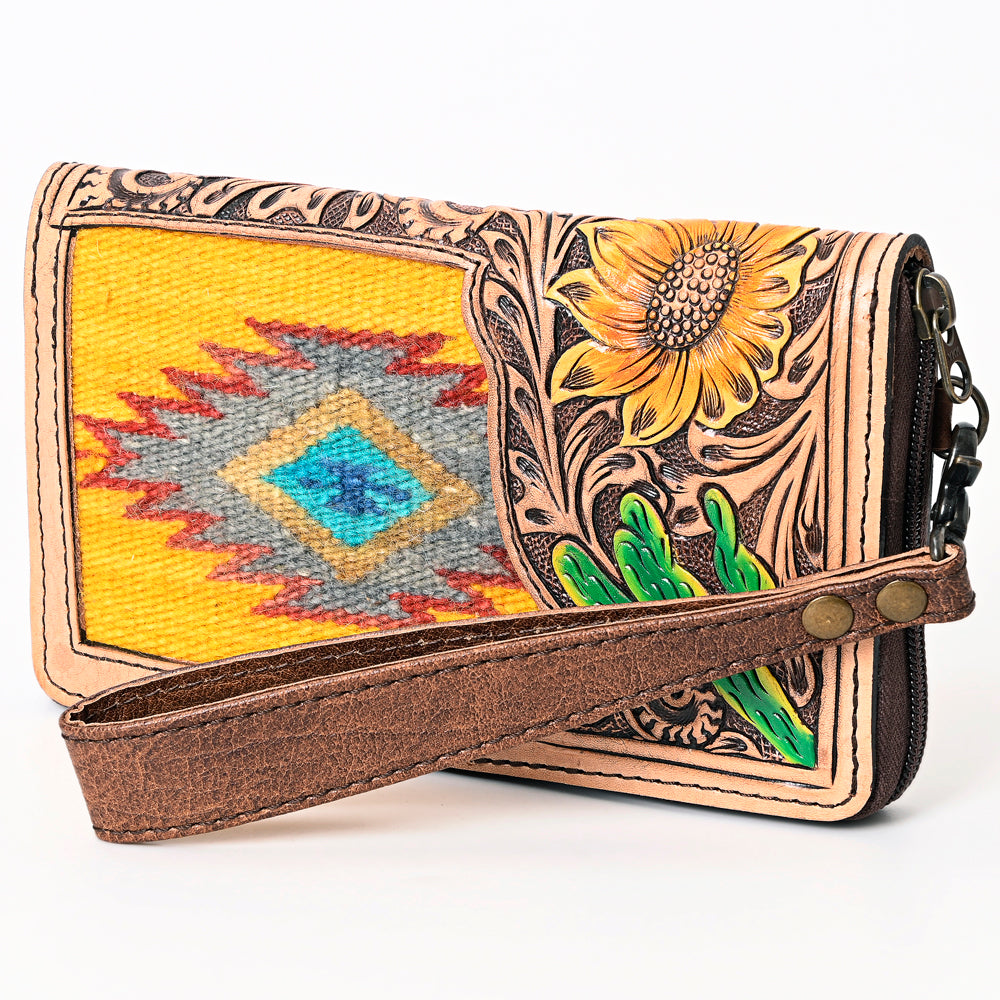 American Darling Organiser Hand Tooled Saddle Blanket Genuine Leather Women Bag Western Handbag Purse