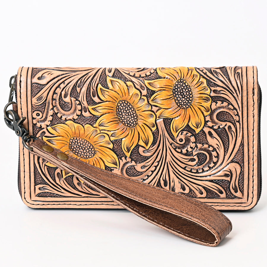 American Darling Western Organizer Bag Hand Woven Saddle Blanket Hand Tooled Leather Small Organizer 4.5in (H) X 8in (W)