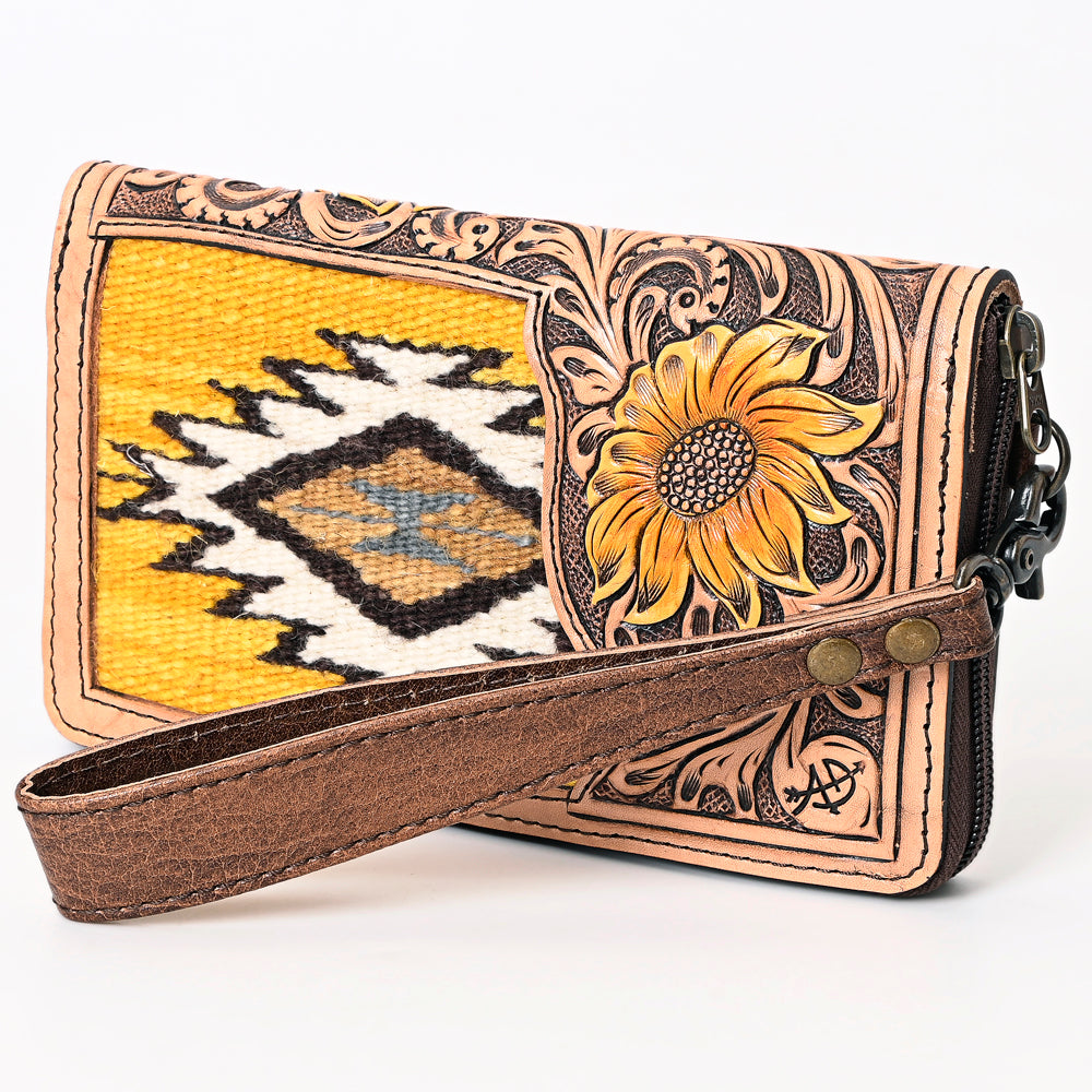 American Darling Organiser Hand Tooled Saddle Blanket Genuine Leather Women Bag Western Handbag Purse