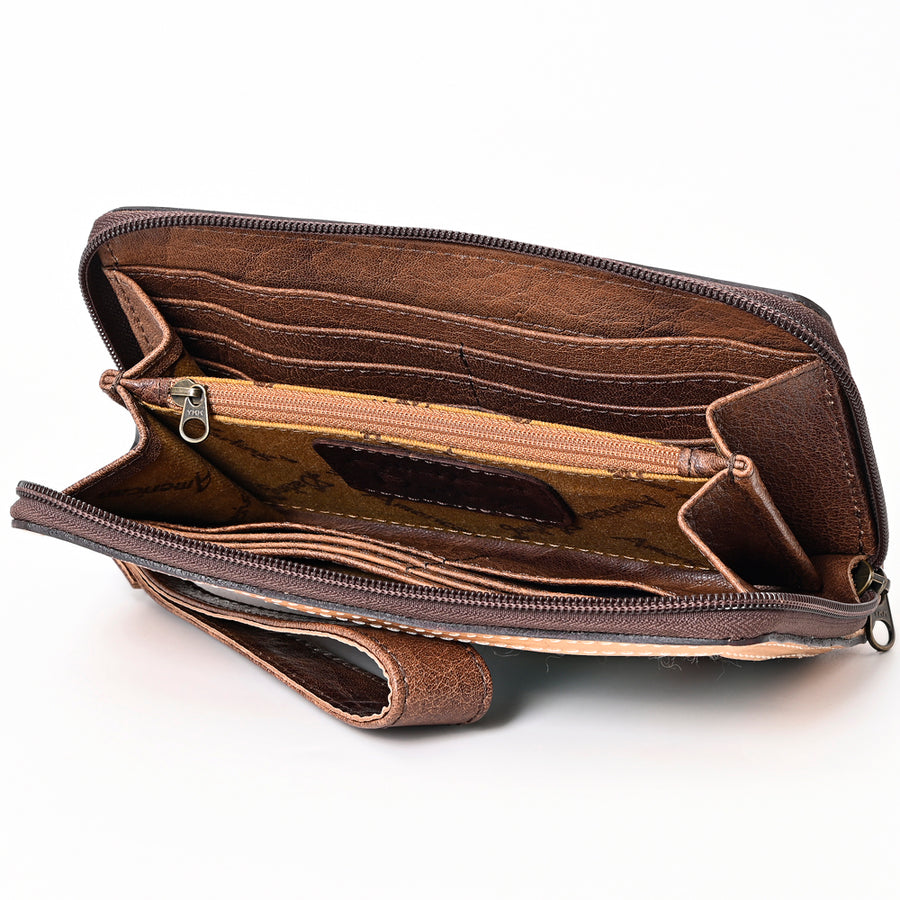 American Darling Western Organizer Bag Hand Woven Saddle Blanket Hand Tooled Leather Small Organizer 4.5in (H) X 8in (W)