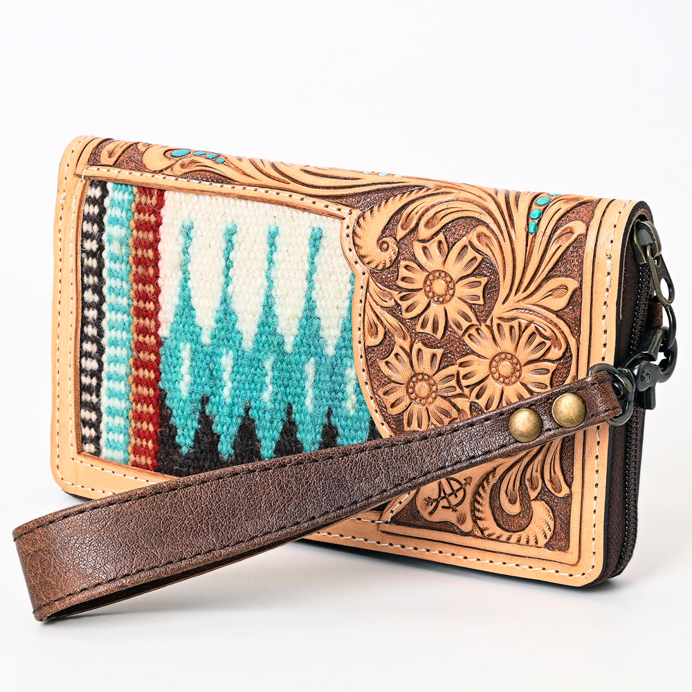 American Darling Organiser Hand Tooled Saddle Blanket Genuine Leather Women Bag Western Handbag Purse