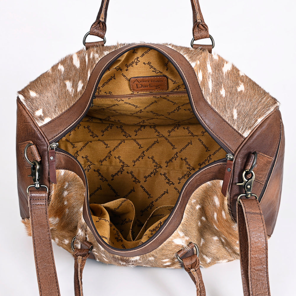 American Darling Duffel Hair on Genuine Leather Western Women Bag | Handbag Duffle Weekend Travel Bags for
