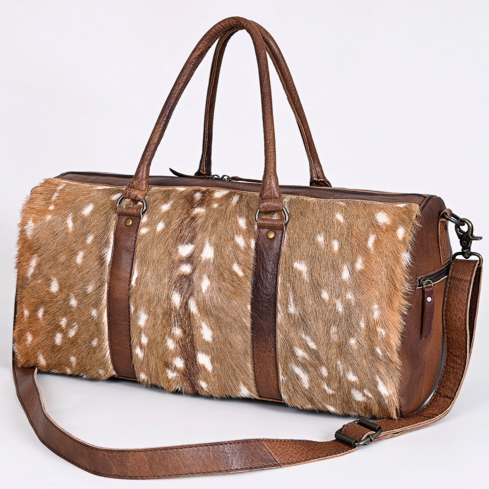 American Darling Duffel Hair on Genuine Leather Western Women Bag | Handbag Duffle Weekend Travel Bags for