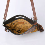 American Darling ADBGS146A Clutch Hand Tooled Hair On Genuine Leather Women Bag Western Handbag Purse