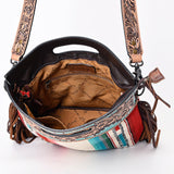 American Darling Clutch Hand Tooled Saddle Blanket Fabric Genuine Leather Western Women Bag Handbag Purse | Purses for Cute
