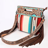 American Darling Clutch Hand Tooled Saddle Blanket Fabric Genuine Leather Western Women Bag Handbag Purse | Purses for Cute