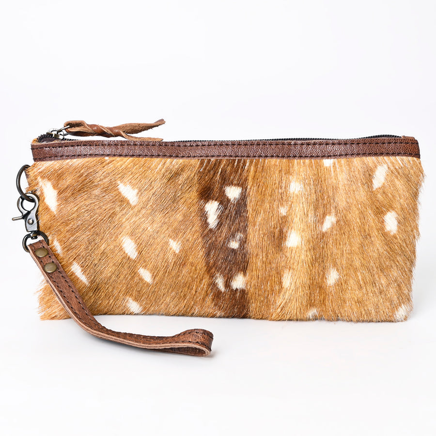 American Darling Wristlet Bag Handcrafted from Floral Embossed Damascus Genuine Leather with YKK Zipper and Wrist Strap
