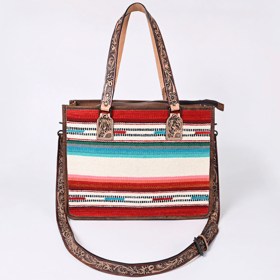 American Darling Women's Tote Bag Western Saddle Blanket Genuine Leather Handbag and Ladies Purse