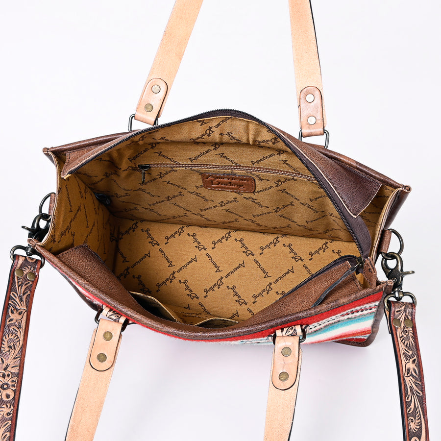 American Darling Women's Tote Bag Western Saddle Blanket Genuine Leather Handbag and Ladies Purse