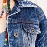 ADJKT020 Genuine leather Hand tooled hand carved Women 100% cotton Denim jacket dress ladies girl