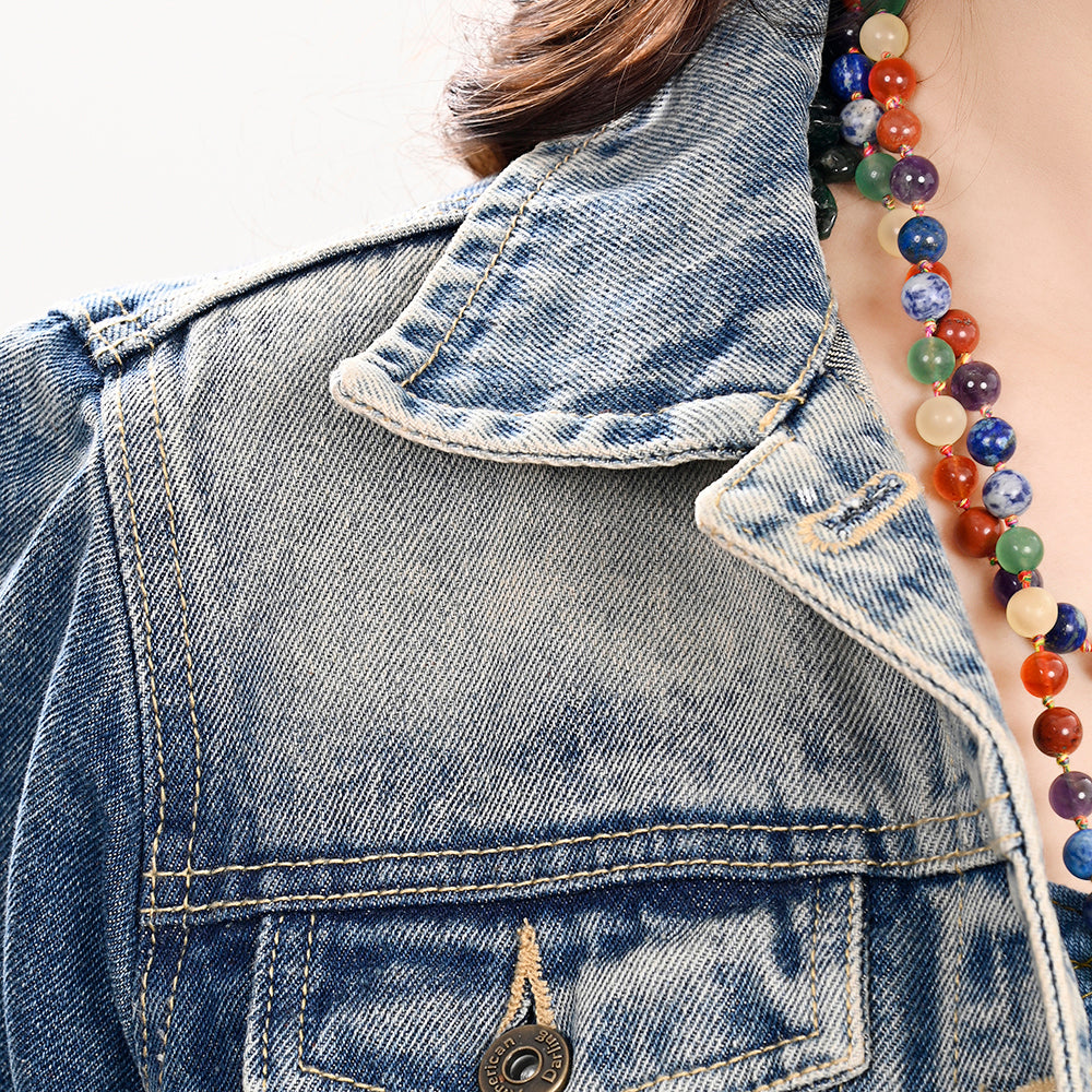 ADJKT023 Genuine leather Hand tooled hand carved Women 100% cotton Denim jacket dress ladies girl