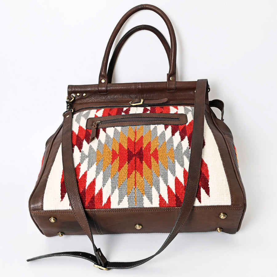 American Darling Hand Woven Saddle Blanket Genuine Leather Tote Bag Vegetable-Tanned Eco-Friendly Western Everyday