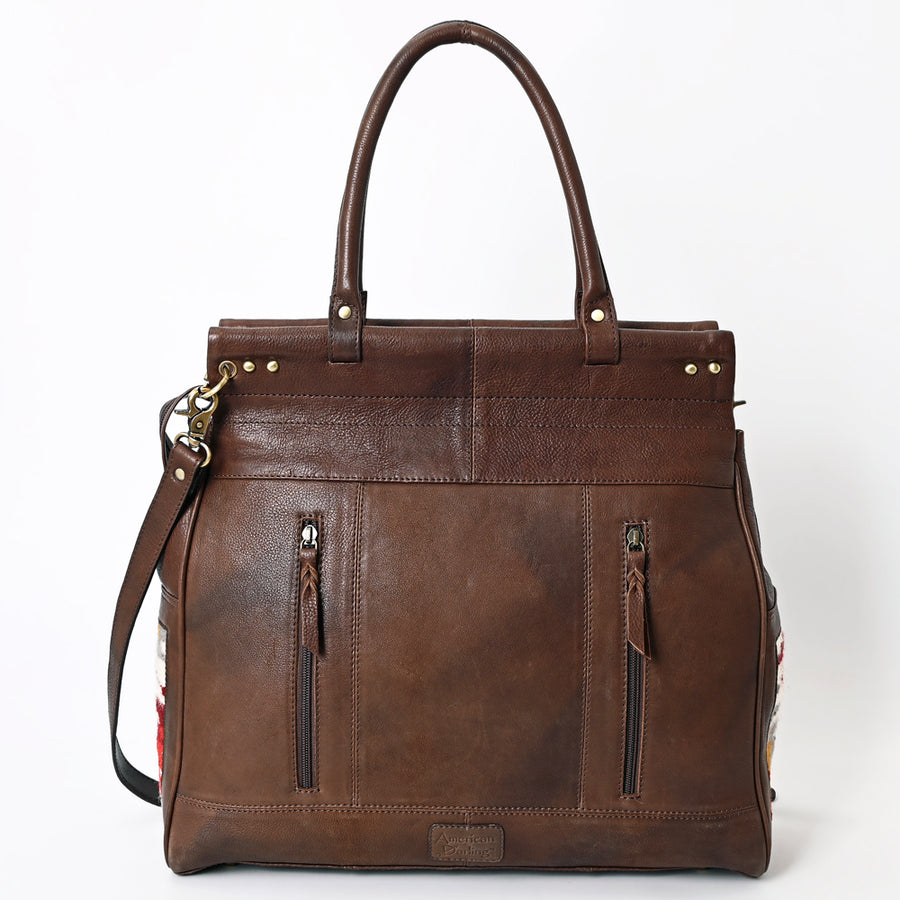 American Darling Hand Woven Saddle Blanket Genuine Leather Tote Bag Vegetable-Tanned Eco-Friendly Western Everyday