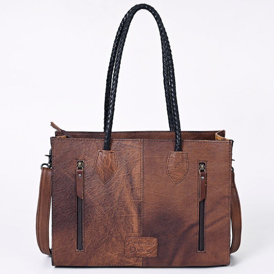 American Darling Western Tote Handcrafted from Genuine Leather | Tooled Sunflower & Turquoise Accents Crossbody Bag for Women