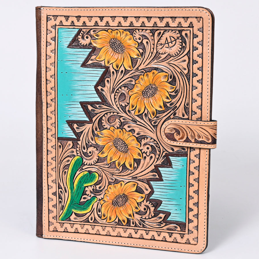 American Darling Hand-Tooled Floral Genuine Leather Western Portfolio Bag - Uhorse