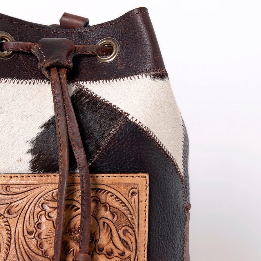 OHLAY Duffel Hand Tooled Hair-On Genuine Leather Women's Bag Western Handbag Purse | Womens Handbags Belt for Women Summer