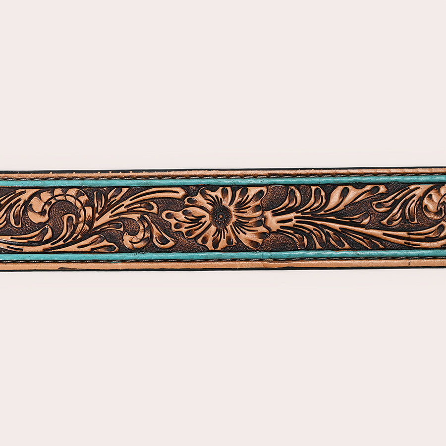 HILASON Western Genuine Leather Belt for Men Women Cowboy Cowgirl Handmade Unisex Full Grain Heavy Duty Floral Tooled