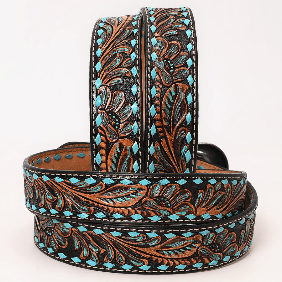 HILASON Western Genuine Leather Belt for Men Women Cowboy Cowgirl Handmade Unisex Full Grain Heavy Duty Floral Tooled