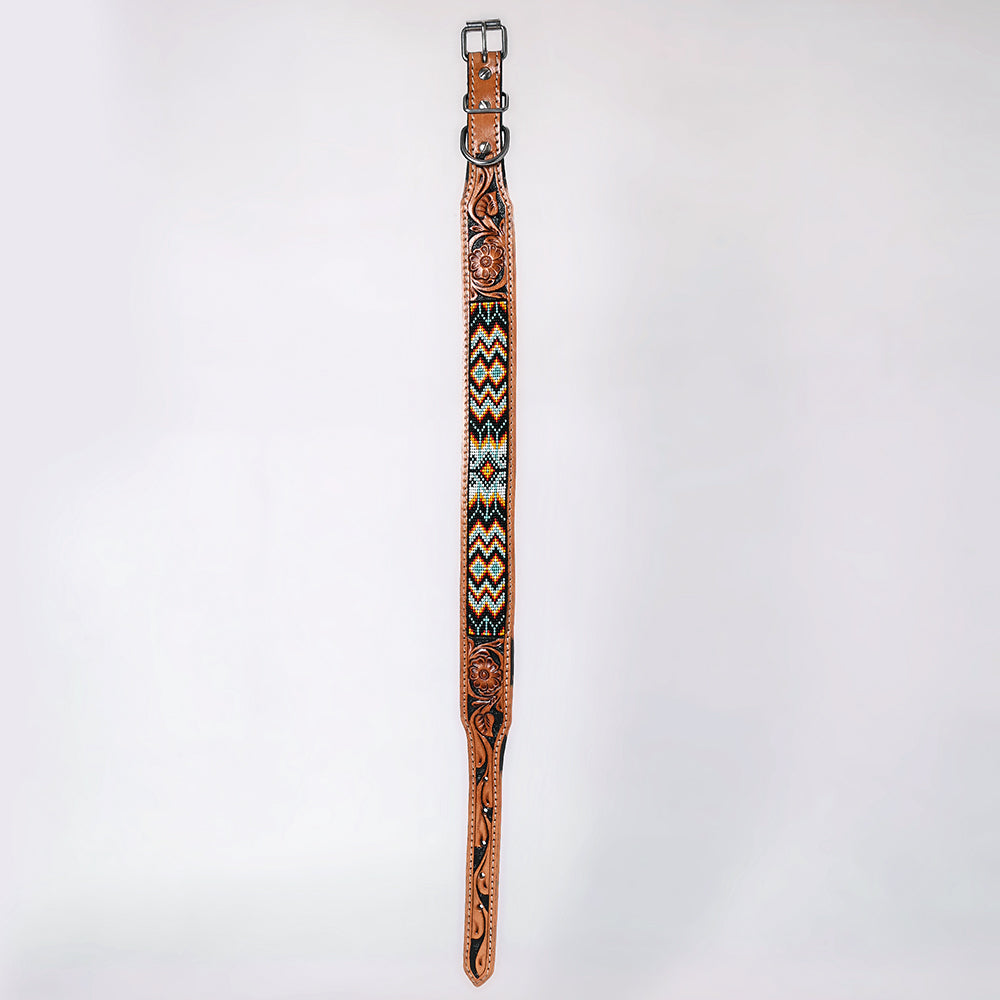 HILASON Western Style Beaded American Leather Pet Dog Collar